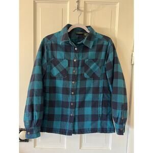 Stillwater supply company women’s blue plaid Shacket quilted small EUC small